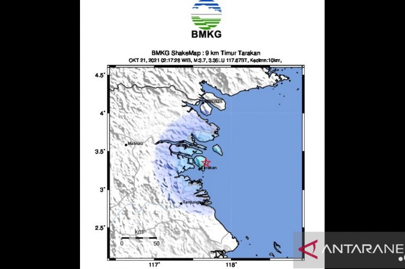 Gempa Tektonik Magnitudo 3,7 Guncang Tarakan,