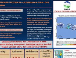 Wilayah Lombok Diguncang Gempa Bumi Magnitudo 4,6