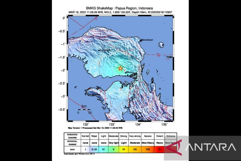 Gempa Magnitudo 5,2 Guncang Teluk Bintuni Papua Barat