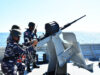 Prajurit Lanal Ranai Uji Kemampuan Menembak dari Kapal Patroli