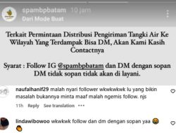 Syarat Dapat Air Bersih Follow Instagram SPAM BP Batam, Warga Meradang