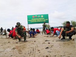 Setgas TMMD ke-117 Tanam 500 Bibit Mangrove di Pesisir Pantai Buru