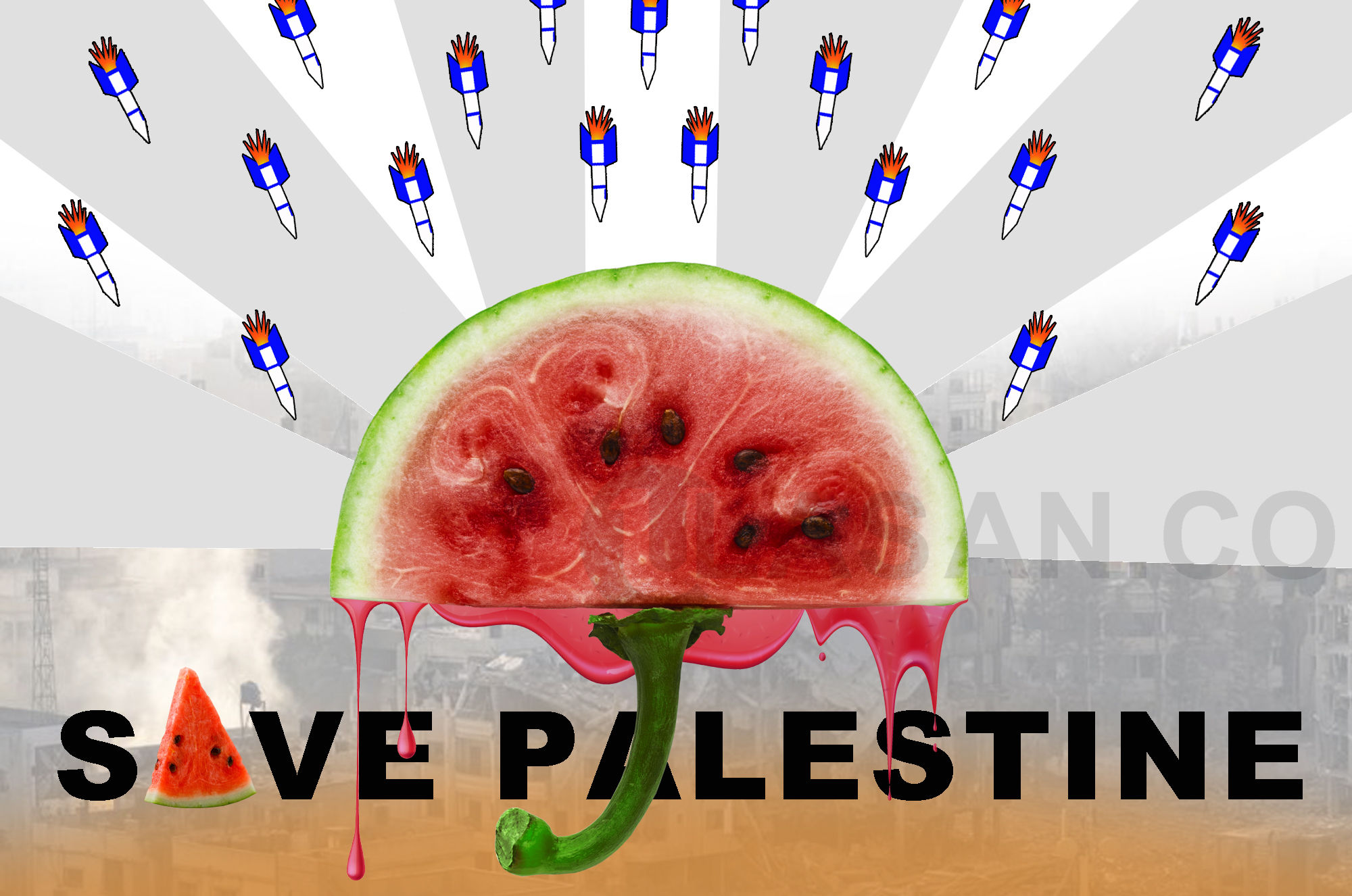 Ilustrasi - gambar atau emoji semangka dalam setiap unggahan di media sosial sebagai tanda dukungan terhadap Palestina.