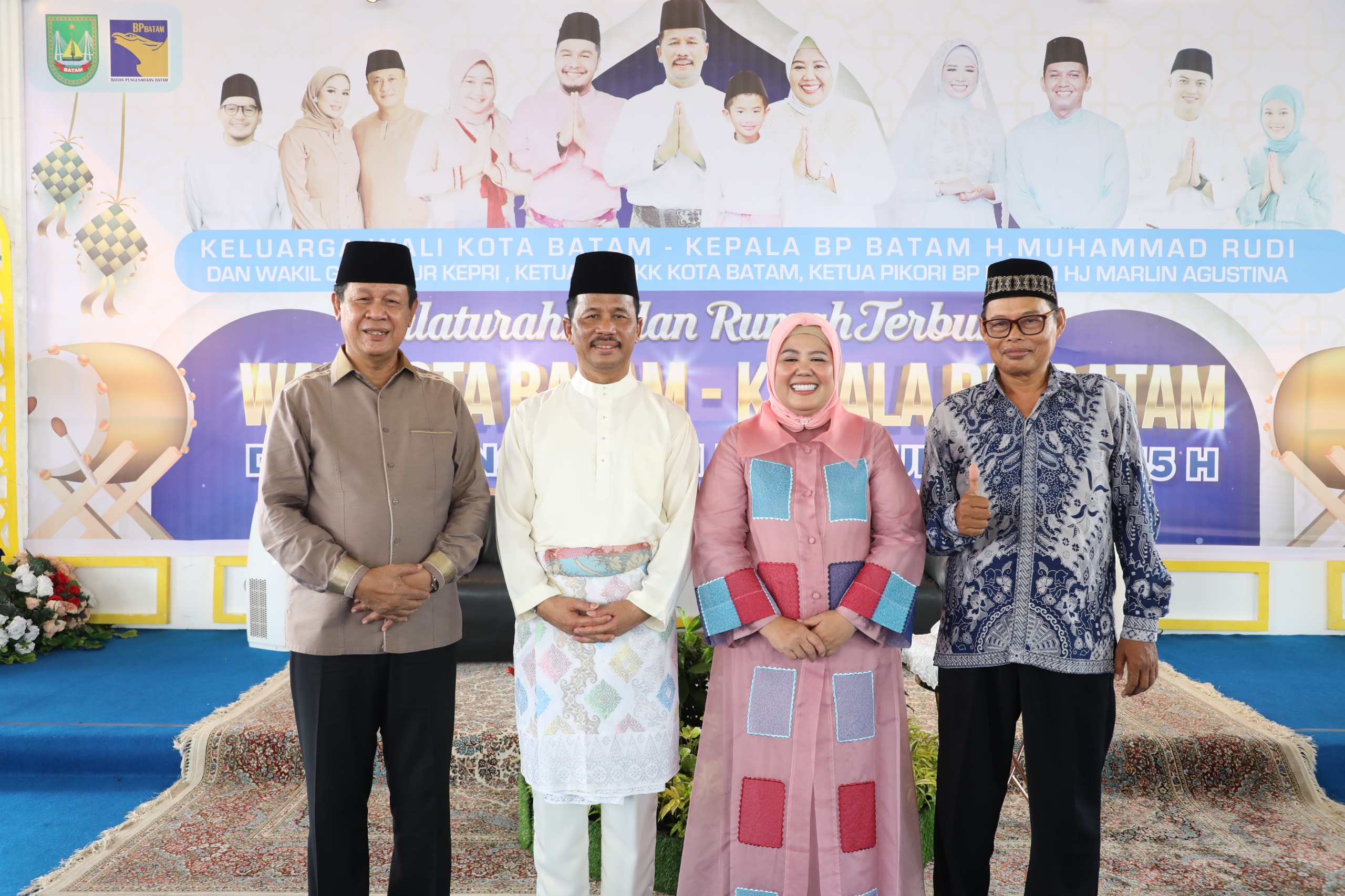 Kepala BP Batam Muhammad Rudi dan Marlin Agustina foto bersama dengan mantan Gubernur Kepri Isdianto. (Foto: Dok BP Batam)
