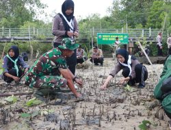 Kodim 0317/TBK Tanam Mangrove di Pantai Desa Pongkar